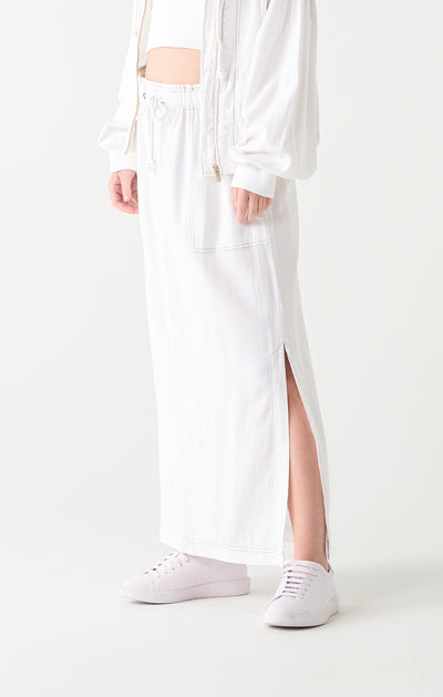 dex clothing contrast stitch midi skirt white