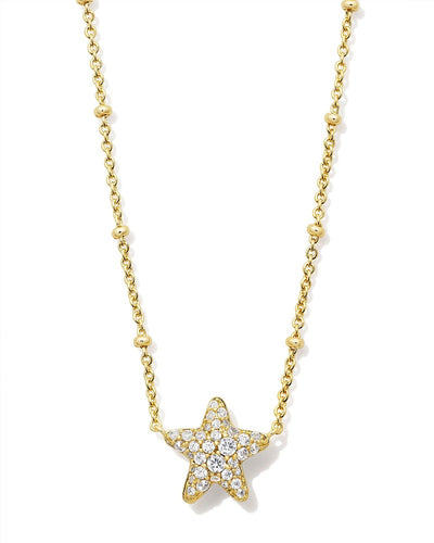 kendra scott jae star pave short pendant gold white crystal