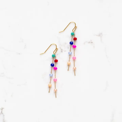 stitch and stone beaded rainbow dangle earrings