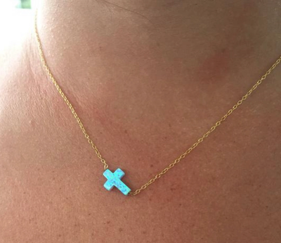 stitch and stone opal cross necklace