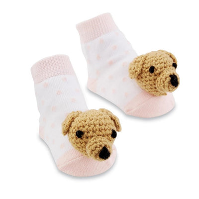 mud pie baby pink puppy rattle toe socks