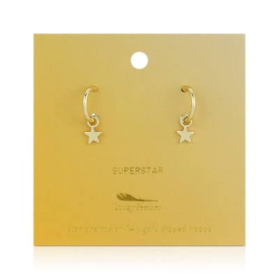 Lucky Feather Hoop Earrings - Star