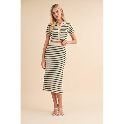 Wishlist Striped Button-Up Top and Skirt Set