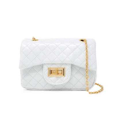 Tiny Treats Classic Quilted Sparkle Mini Bag Holiday Edition white