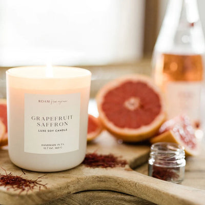 roam homegrown 12 oz candle grapefruit saffron