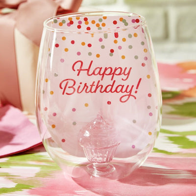 Birthday Cupcake Stemless Wine Glass