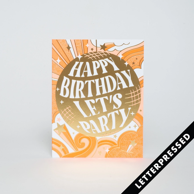 hello lucky greeting card happy birthday lets party disco ball