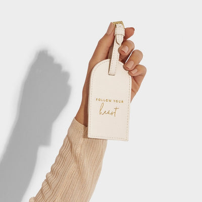 katie loxton luggage tag off white follow your heart