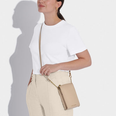 katie loxton zana slim crossbody bag light taupe