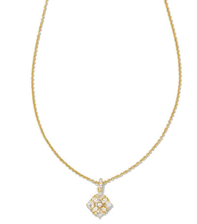 kendra scott dira crystal short pendant necklace gold