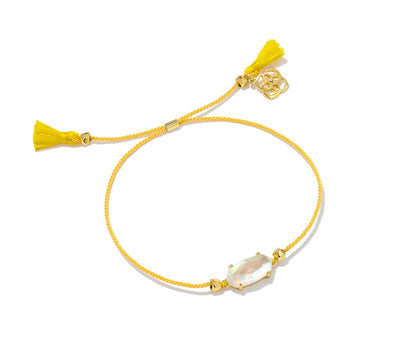 kendra scott everlyne friendship bracelet yellow cord dichroic glass