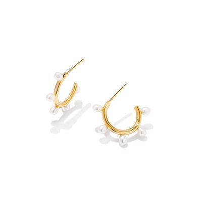 kendra scott leighton pearl huggie earrings gold