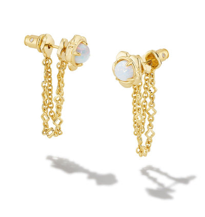 kendra scott susie ear jacket earrings gold bright white kyocera opal
