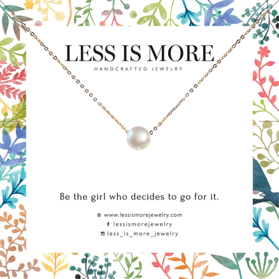 less is more floating white pearl necklace gold