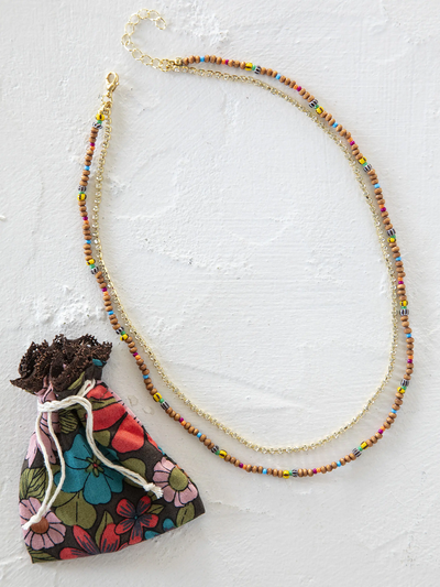 natural life golden eye layered necklace rainbow