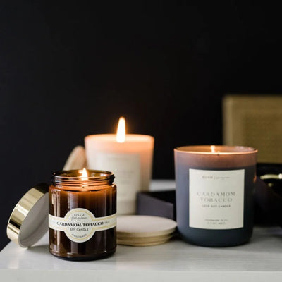 roam homegrown soy candle cardamom tabacco