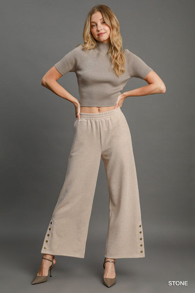 Umgee Ribbed Knit Wide Leg Pants