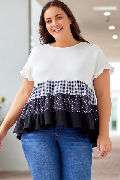 plus size color block tiered top