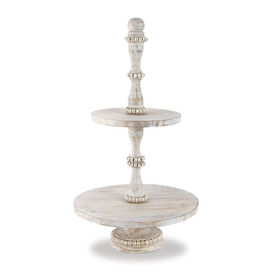 Beaded Wood Tiered Server - Bella Bea Boutique