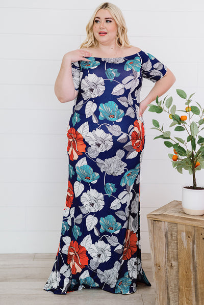 plus size floral fishtail maxi dress