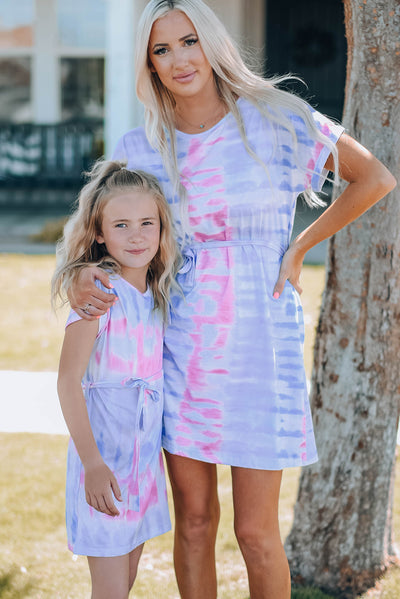 youth tie dye belted t shirt dress