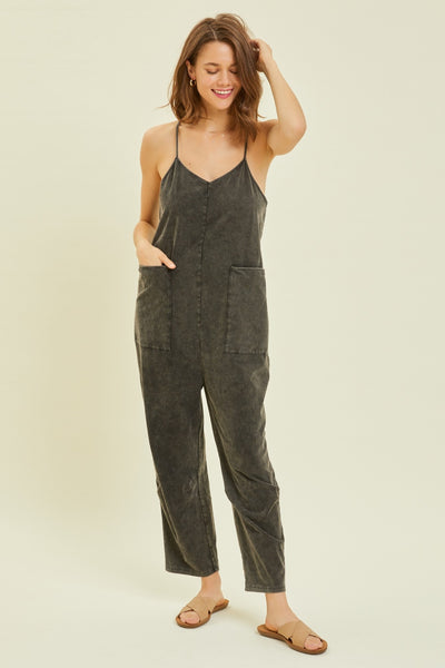 heyson mineral washed oversized jumpsuit with pockets