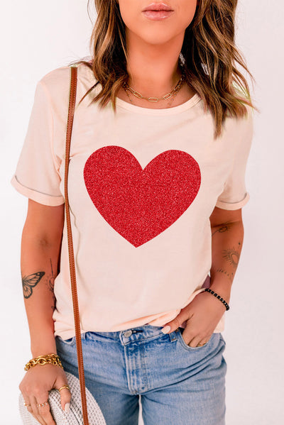 glitter heart graphic t-shirt top
