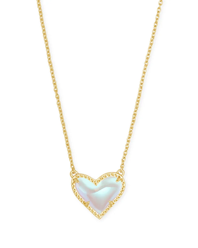 kendra scott ari heart necklace gold dichroic glass
