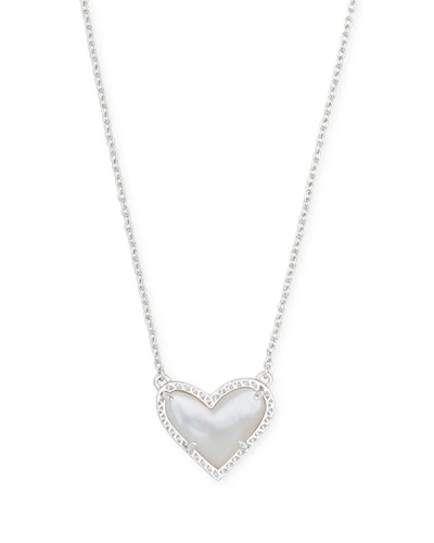 kendra scott ari heart pendant necklace silver mother of pearl
