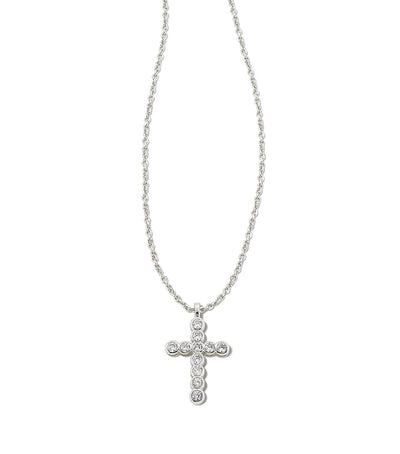 kendra scott cross pendant necklace silver white crystal