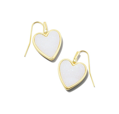 kendra scott heart drop earrings gold iridescent drusy