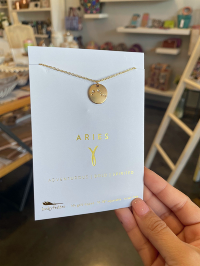 lucky feather gold zodiac horoscope necklace aries