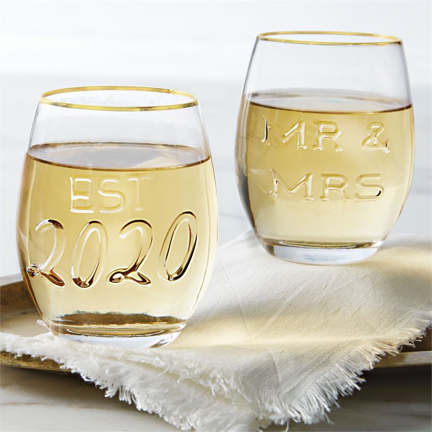 Mud Pie Mr & Mrs Champagne Flute Set