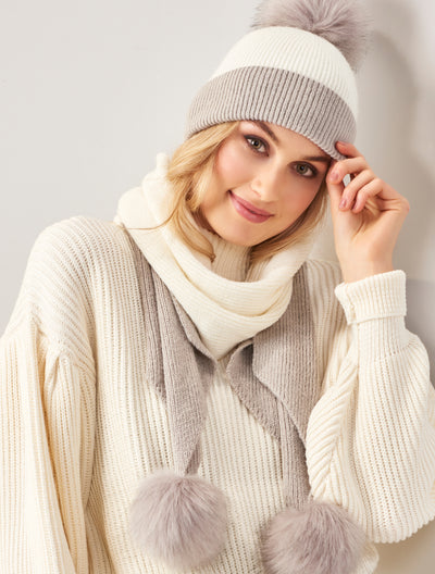 two tone winter scarf and hat set